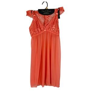 New Tart Noir Intimates Lingerie Set Peach Babydoll Chemise Panties Women's S